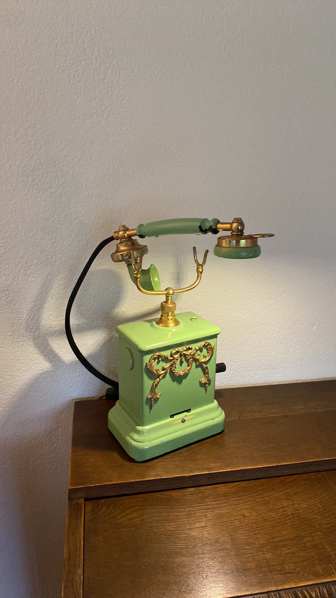 Bordlampe Telefon Grøn og Guld